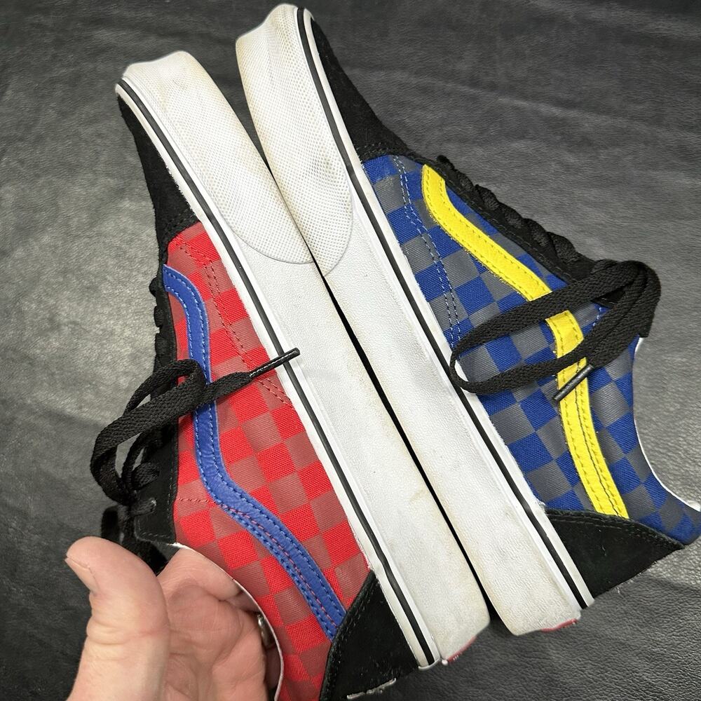 Vans Off The Wall Old Skool Red Blue Rally Checkerboard Size 7.5 Men Skateboard